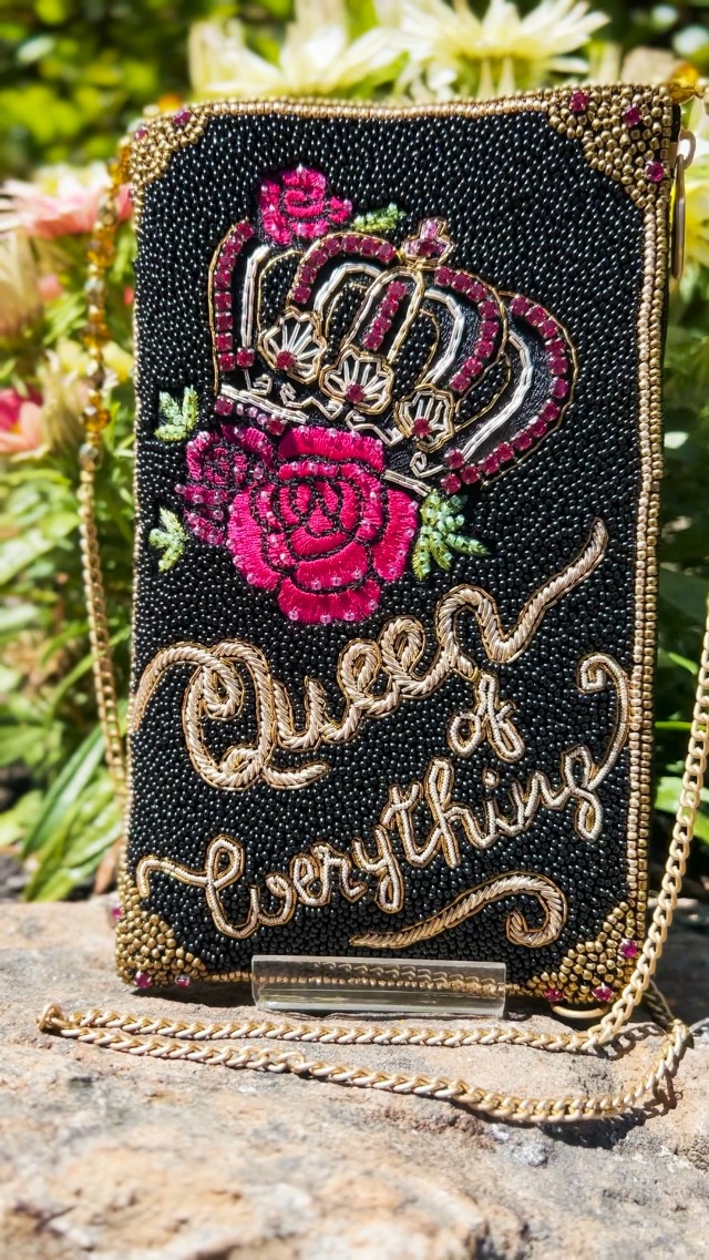 Mary Frances Queen of Everything Beaded Crossbody Cell Phone Bag